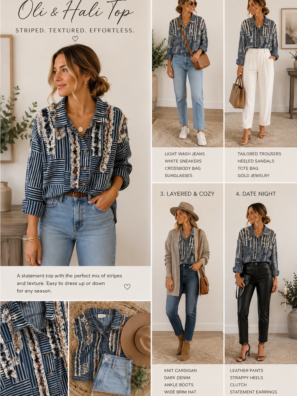 NWT Oli & Hali Boutique Blue & White Striped Lightweight Button Top Sz XL